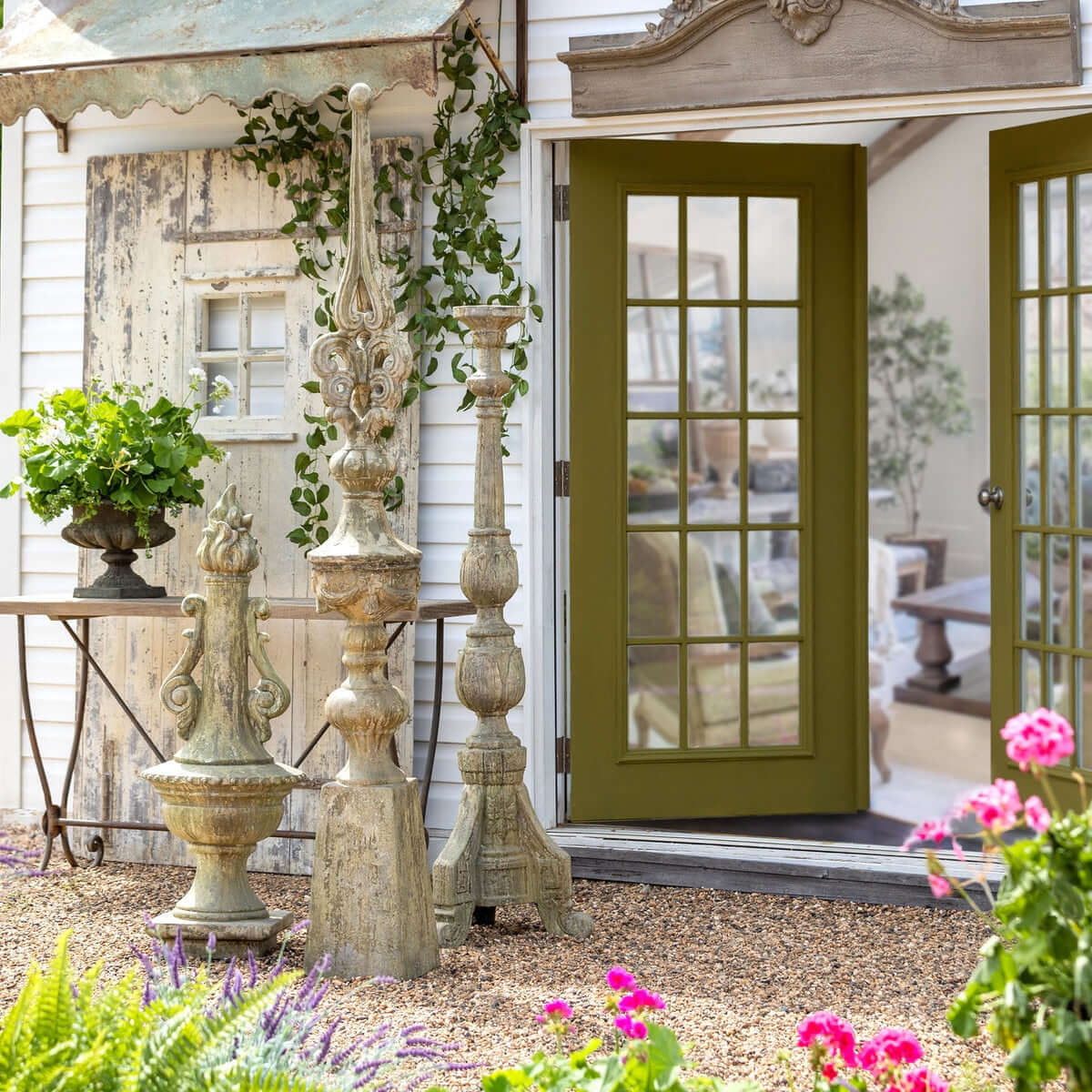 Antique Grecian Garden Torch Statue