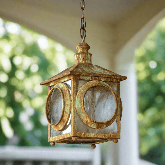 Aged Metal Lantern Pendant – Rustic Coastal Light