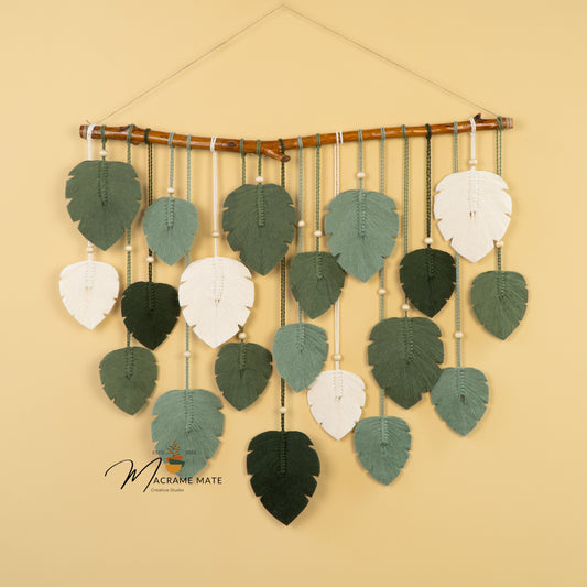 Elodie Forest Green Macrame Leaf Wall Decor