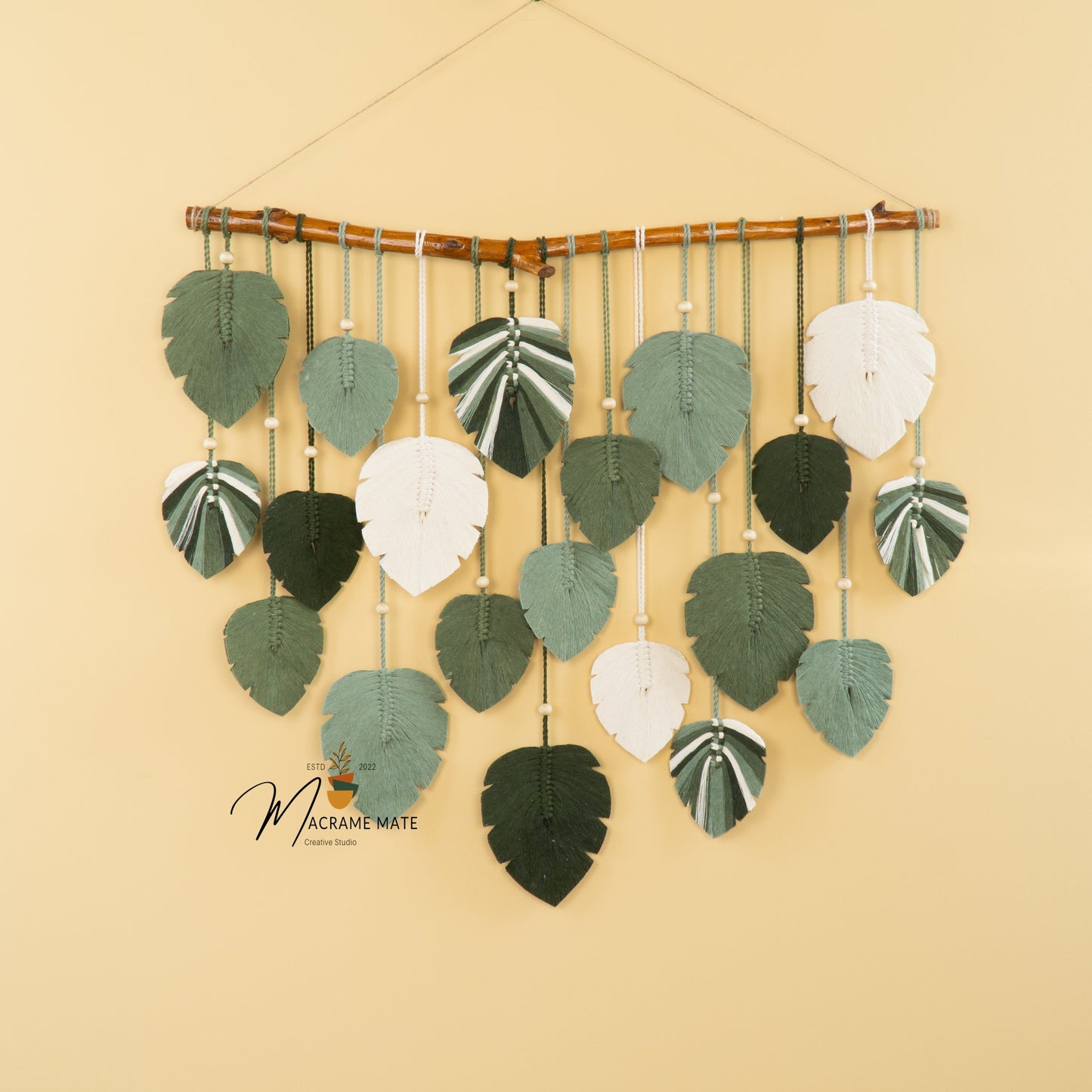 Elodie Monstera Mixed Macrame Leaves Wall Hanging