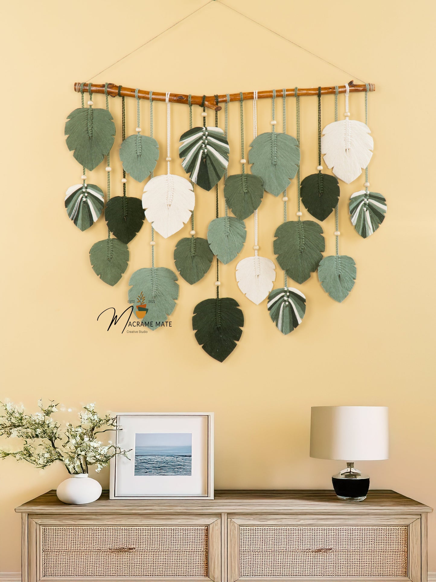 Elodie Monstera Mixed Macrame Leaves Wall Hanging