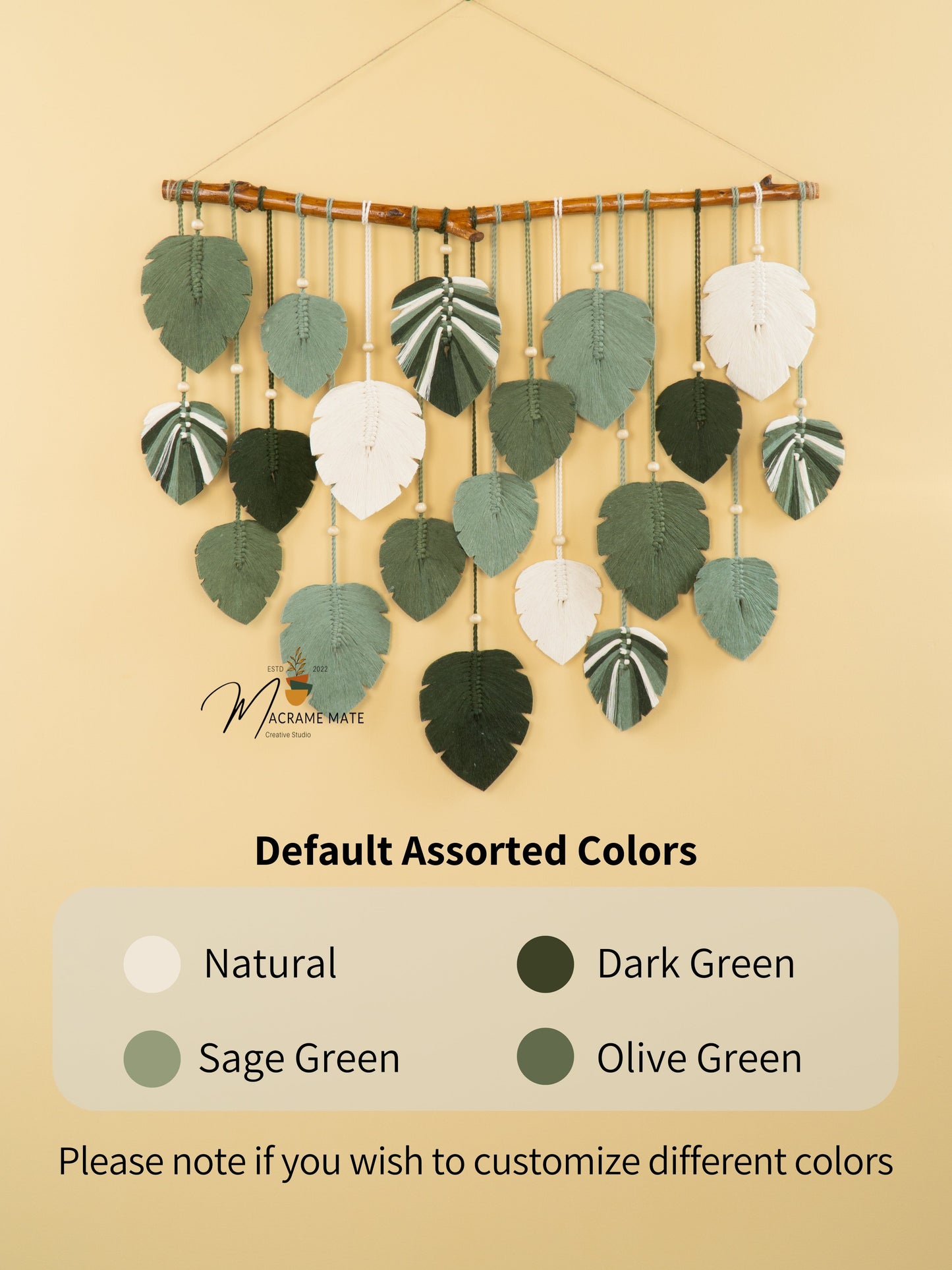 Elodie Monstera Mixed Macrame Leaves Wall Hanging