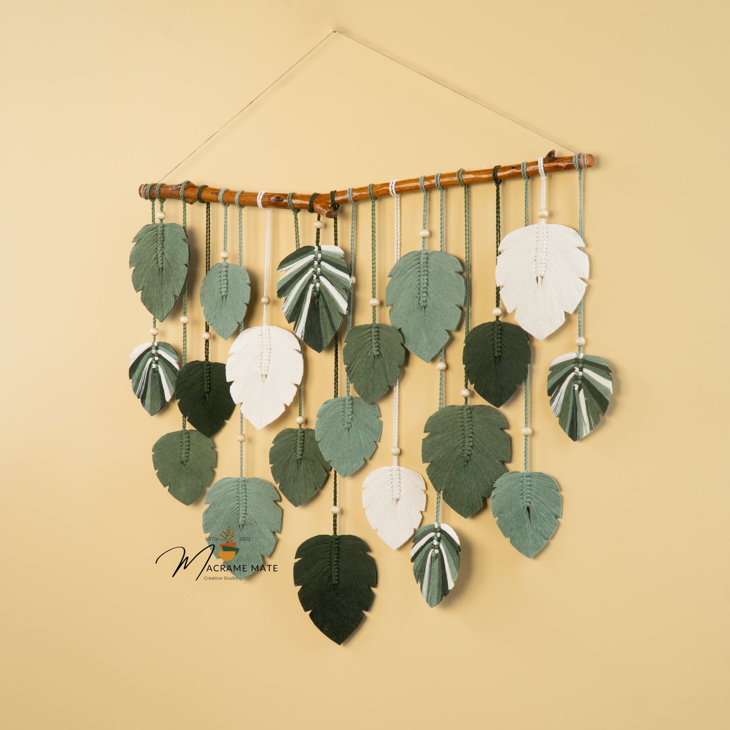 Elodie Monstera Mixed Macrame Leaves Wall Hanging