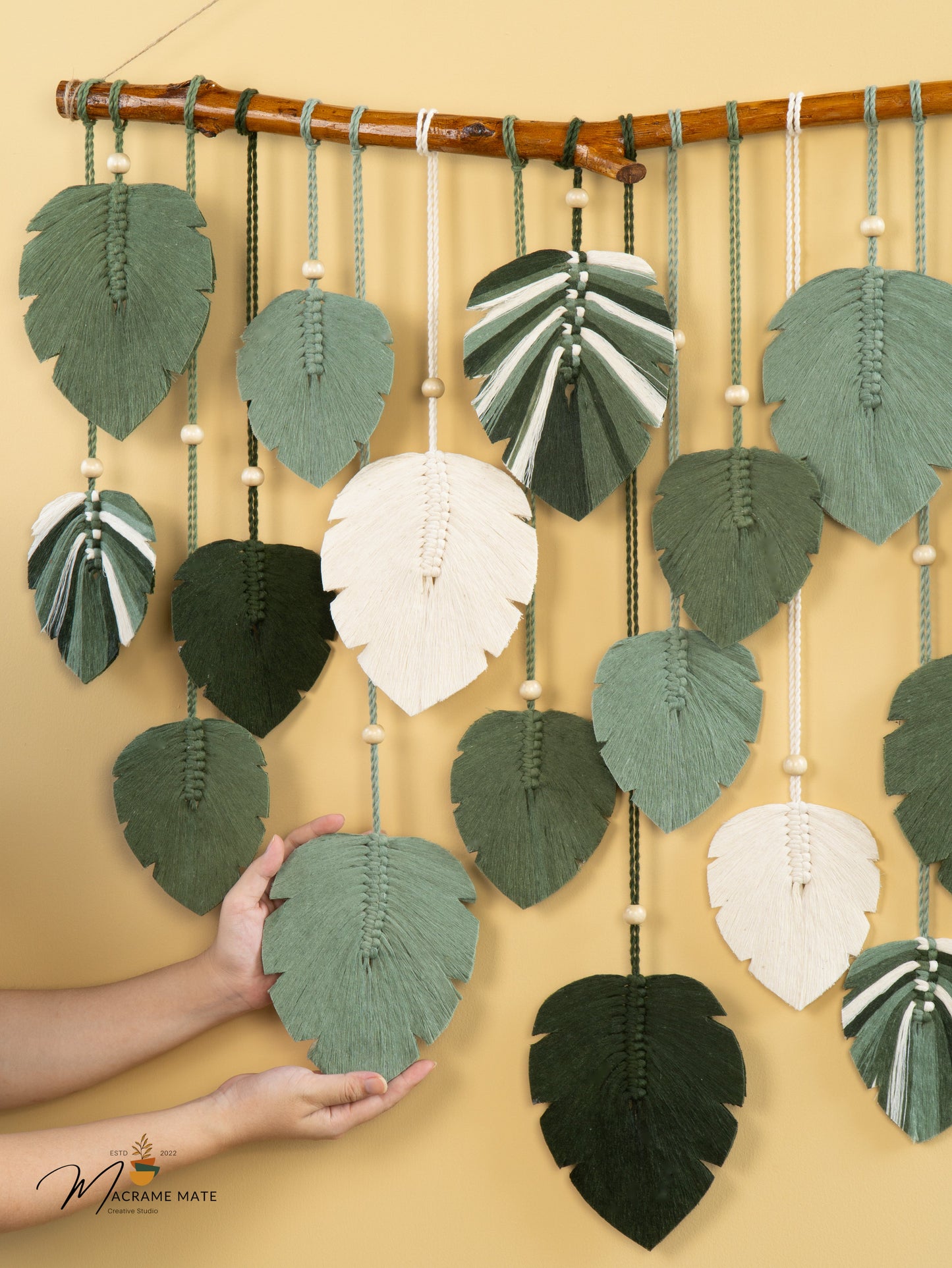 Elodie Monstera Mixed Macrame Leaves Wall Hanging
