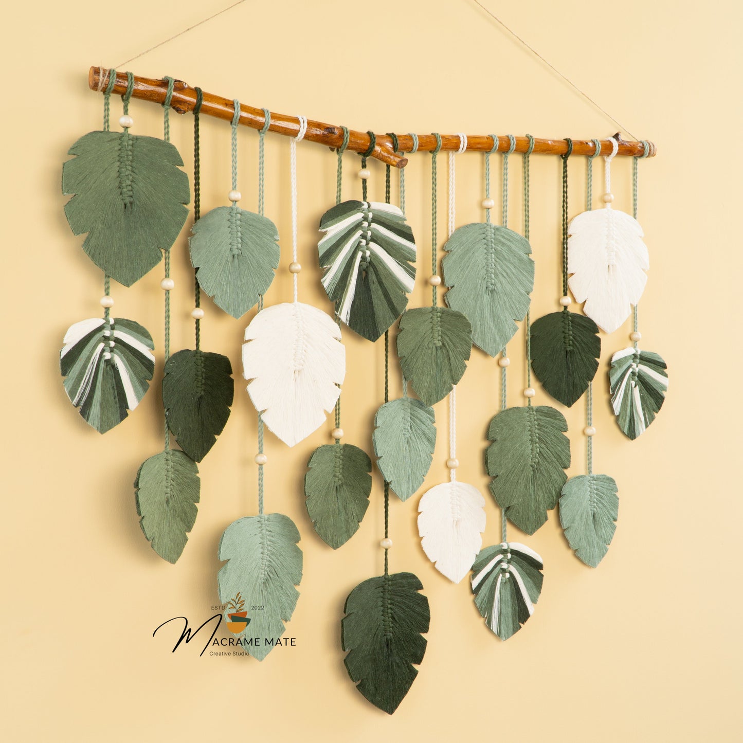 Elodie Monstera Mixed Macrame Leaves Wall Hanging