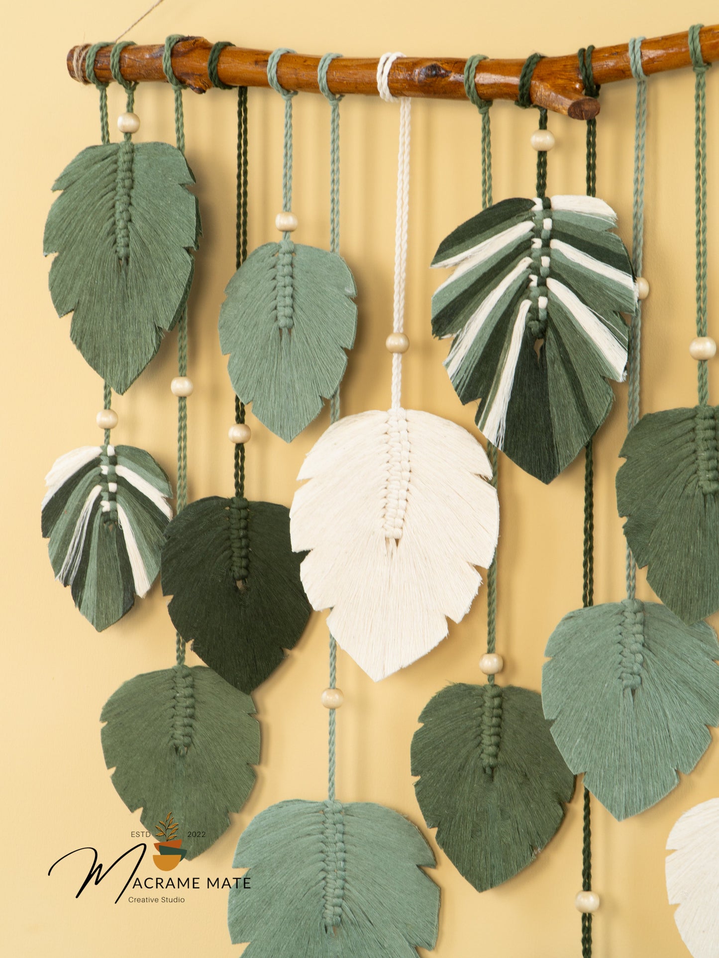 Elodie Monstera Mixed Macrame Leaves Wall Hanging
