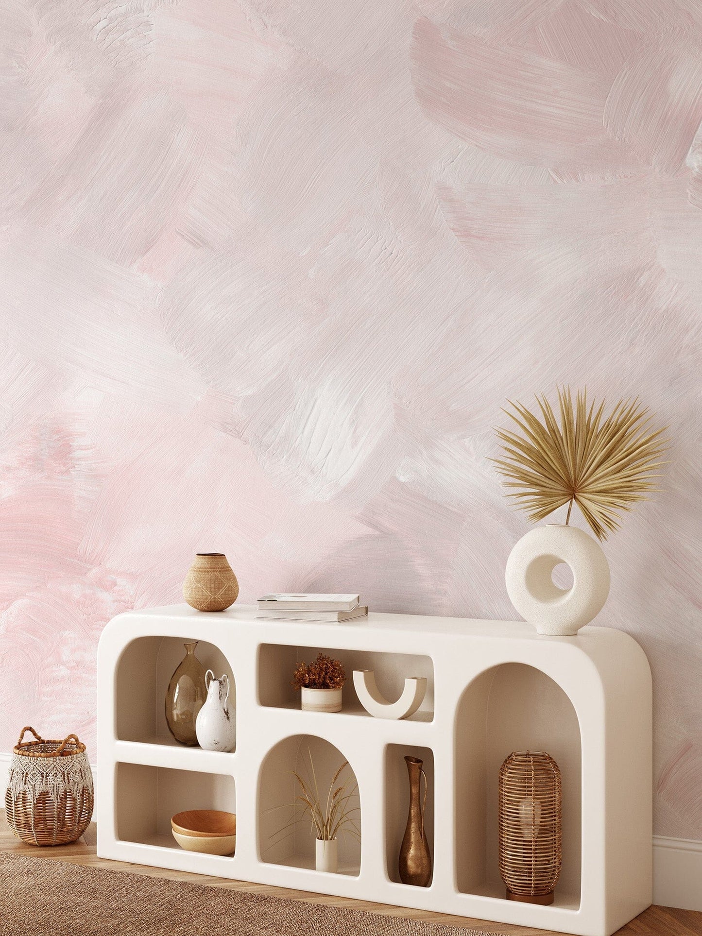 Light Pink Acrylic Brush Stroke Wallpaper Mural