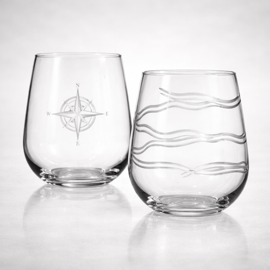 Etched Stemless Wine Glass – 17oz