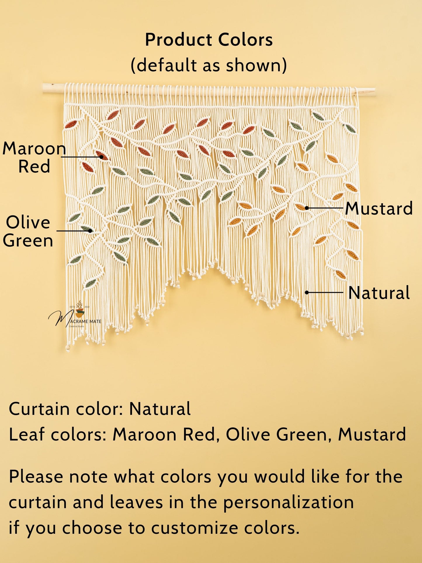 Ethereal Macrame Leaf Curtain Wall Hanging