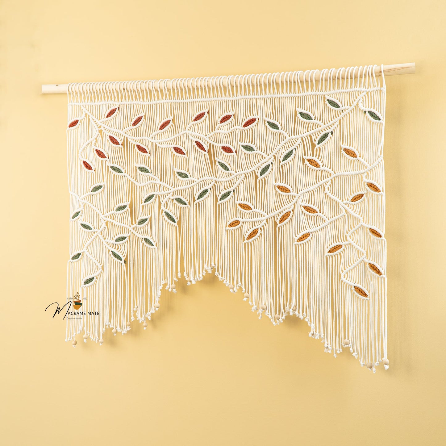 Ethereal Macrame Leaf Curtain Wall Hanging