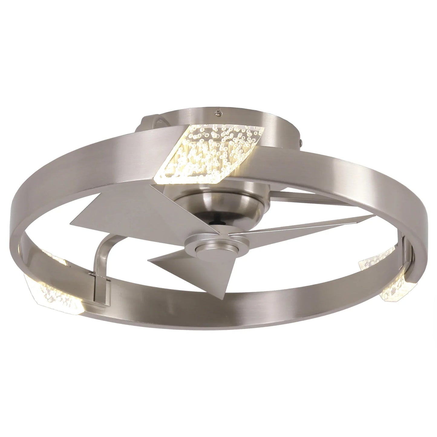 20 Inch Hazel Satin Nickel Flush Mount LED Ceiling Fan with Remote Control