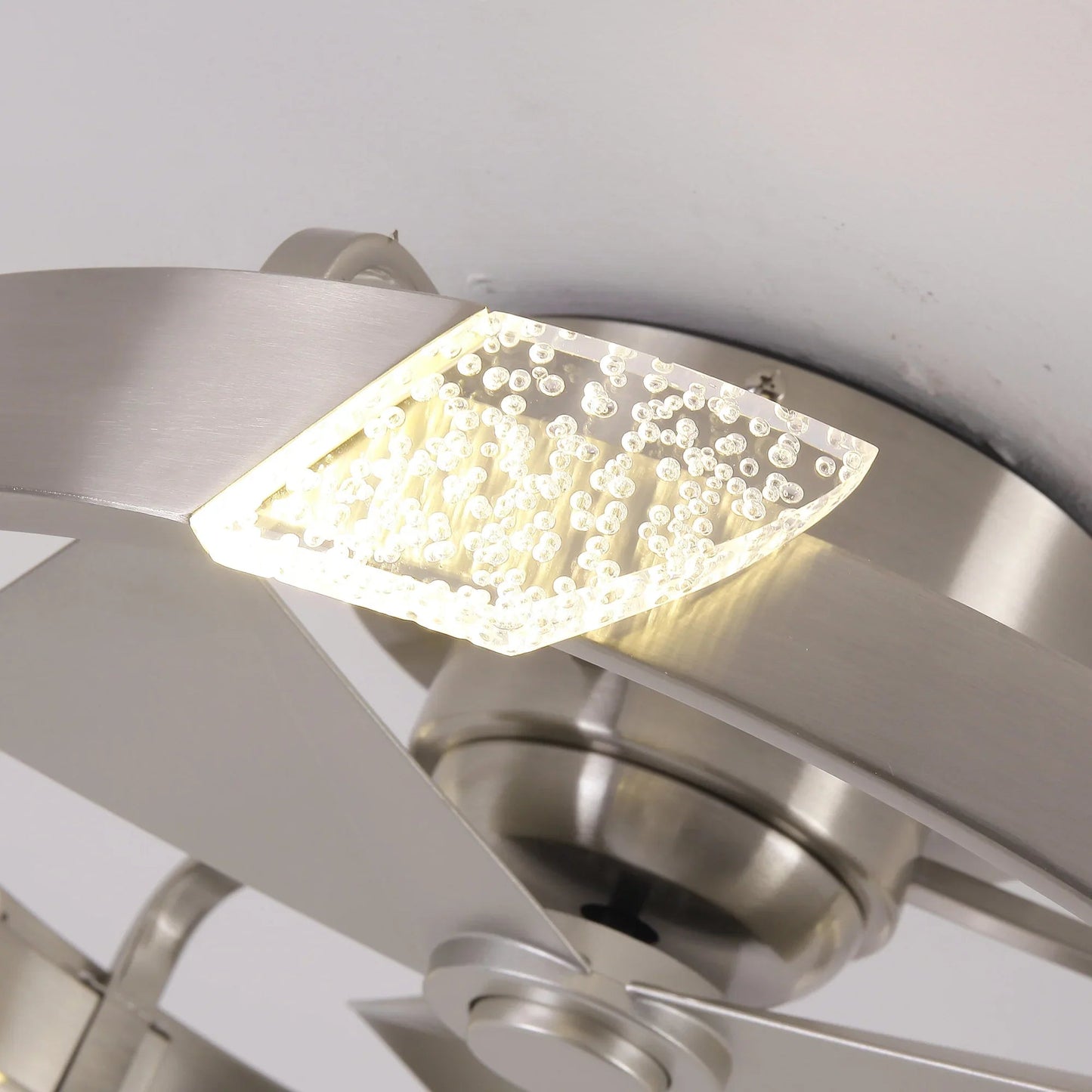 20 Inch Hazel Satin Nickel Flush Mount LED Ceiling Fan with Remote Control