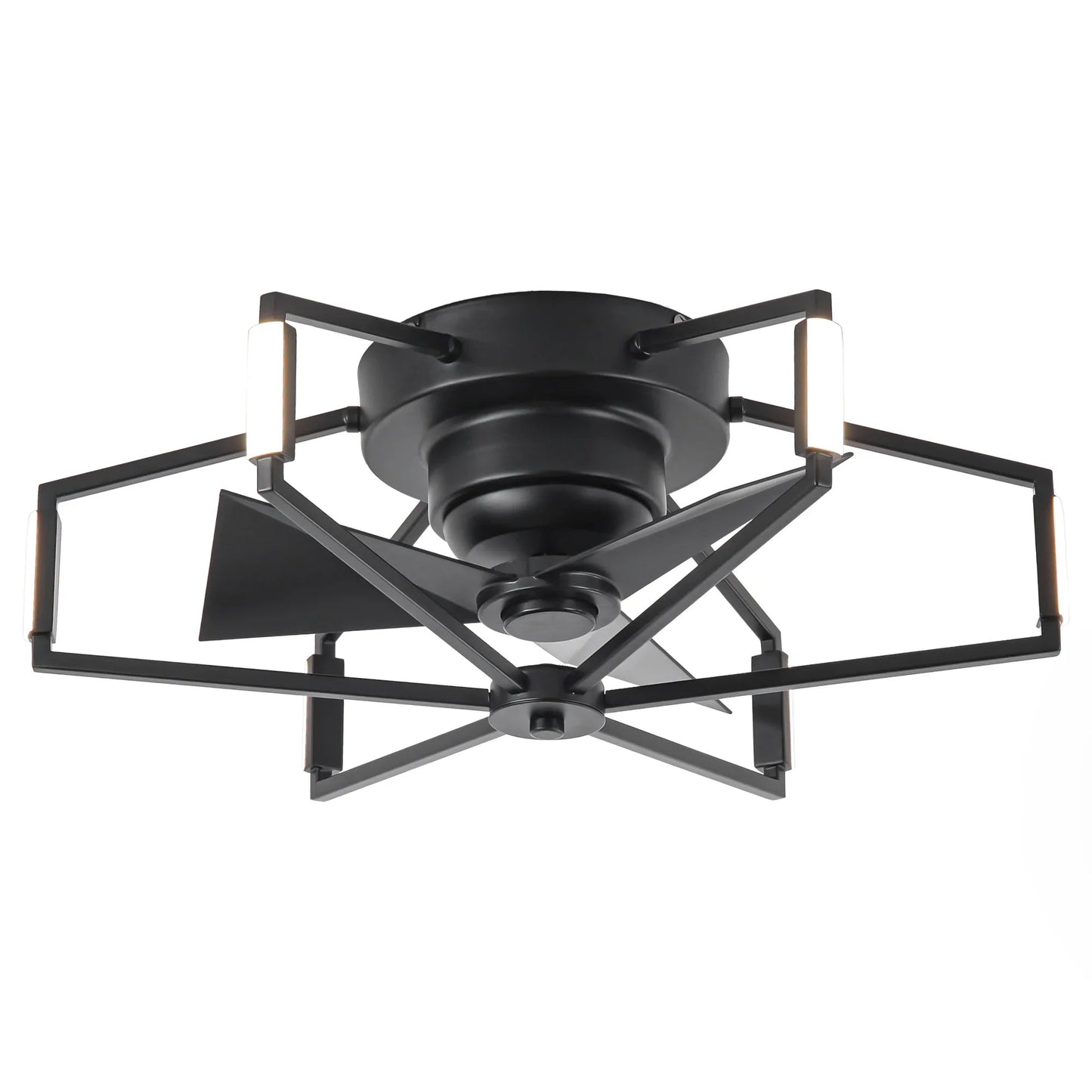21 Inch Wade Black Industrial Flush Mount LED Ceiling Fan