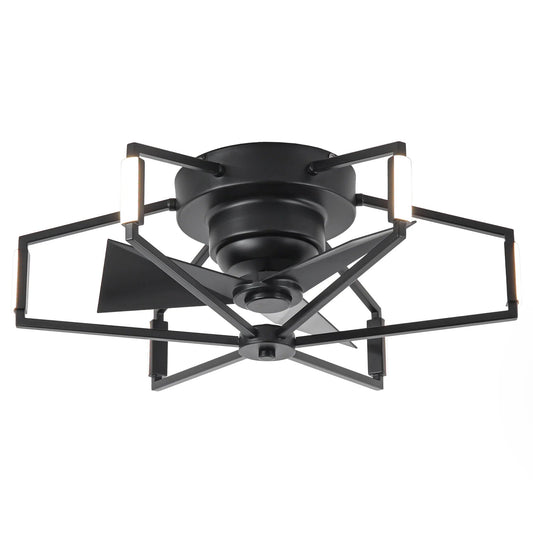 21 Inch Wade Black Industrial Flush Mount LED Ceiling Fan