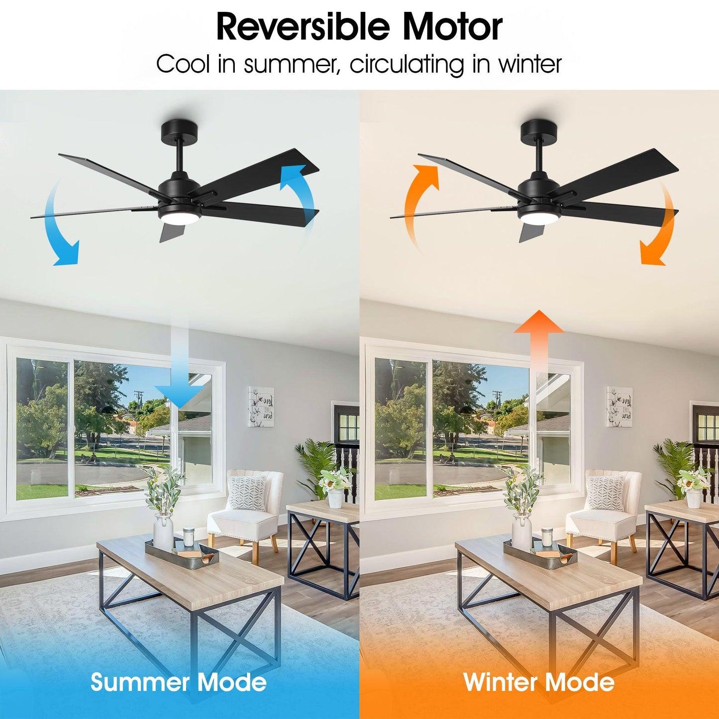 48" DC Motor 5 Blades Modern Downrod Mount Ceiling Fan