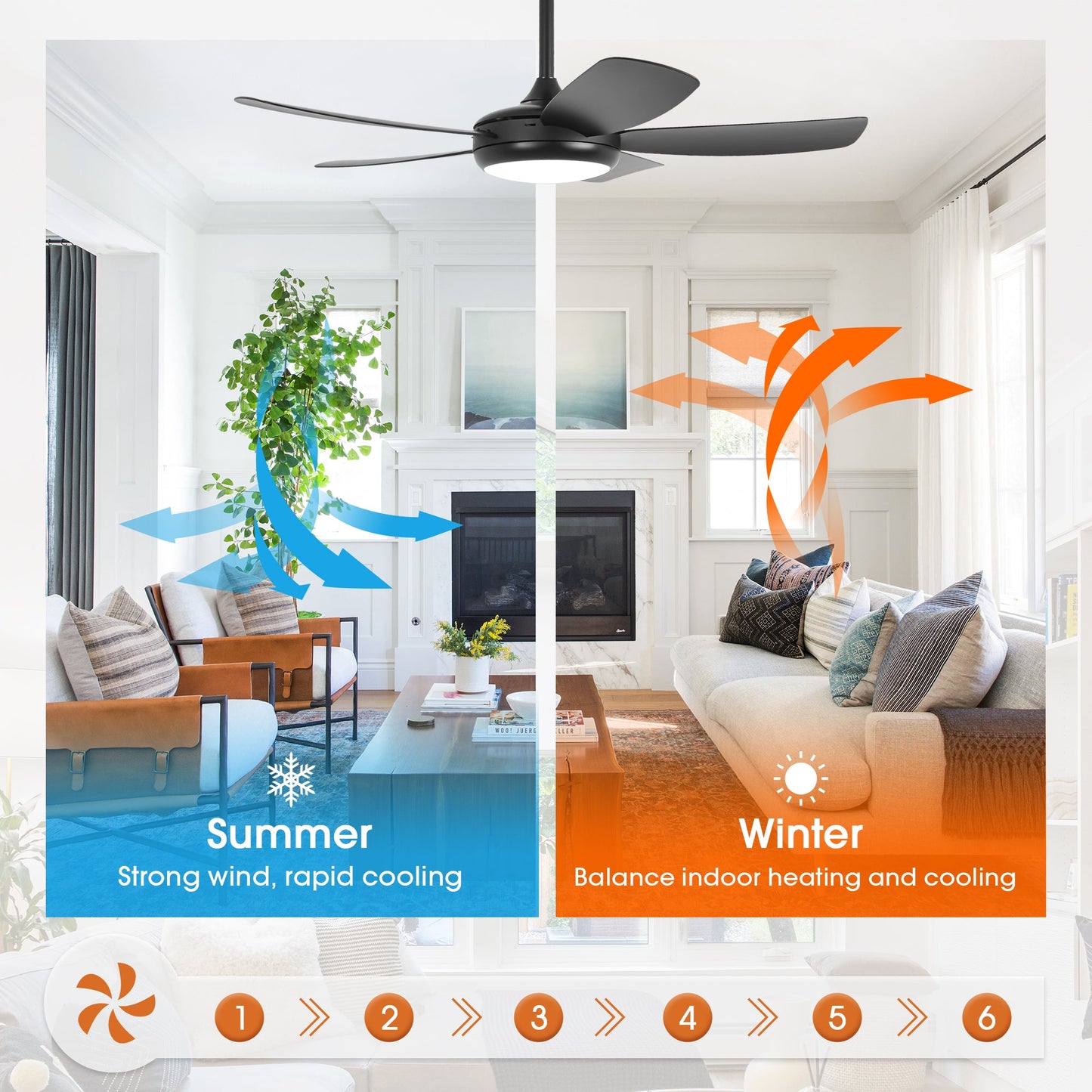 42 Inch Gladys Modern Black LED Ceiling Fan with Remote Control