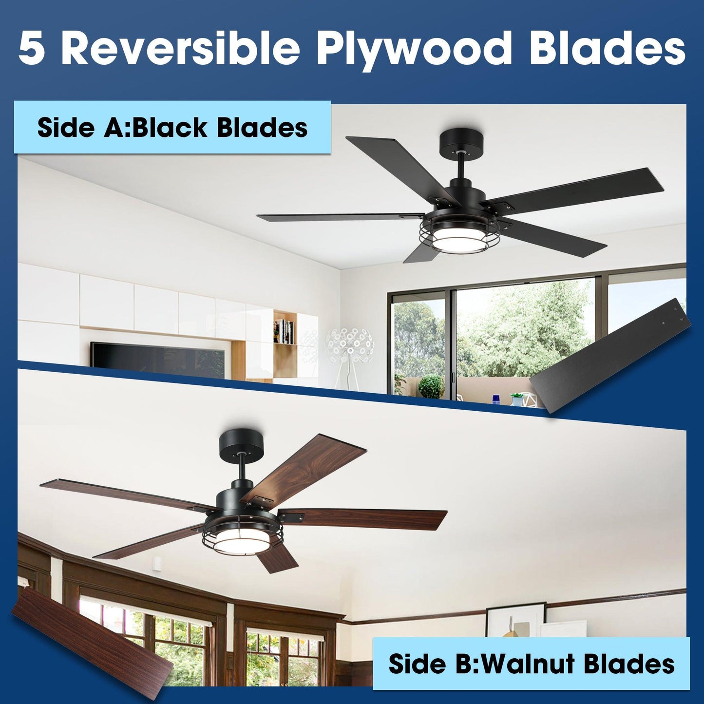 52 Inch Bernice DC Motor Industrial Downrod Ceiling Fan with LED Light and Remote Control