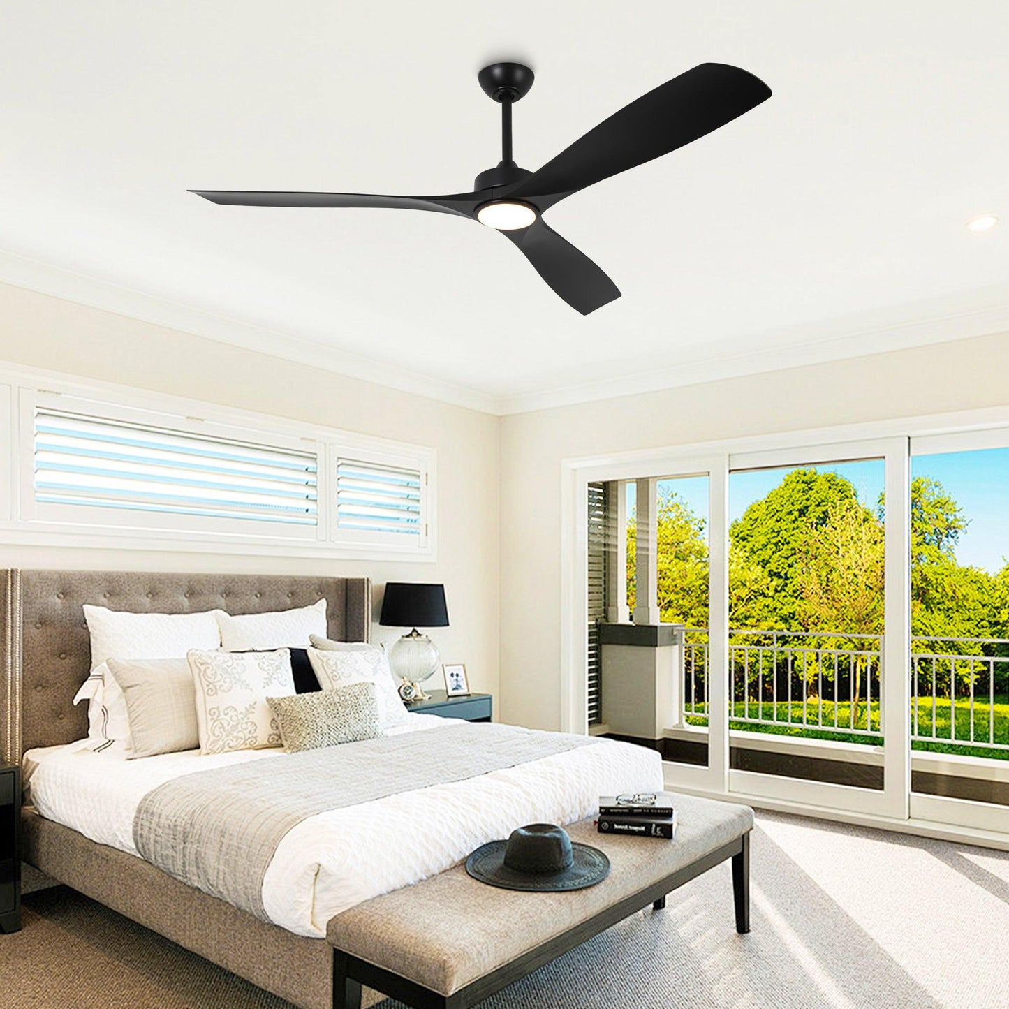 60 Inch Alexi DC Motor Modern Downrod Ceiling Fan with LED Light