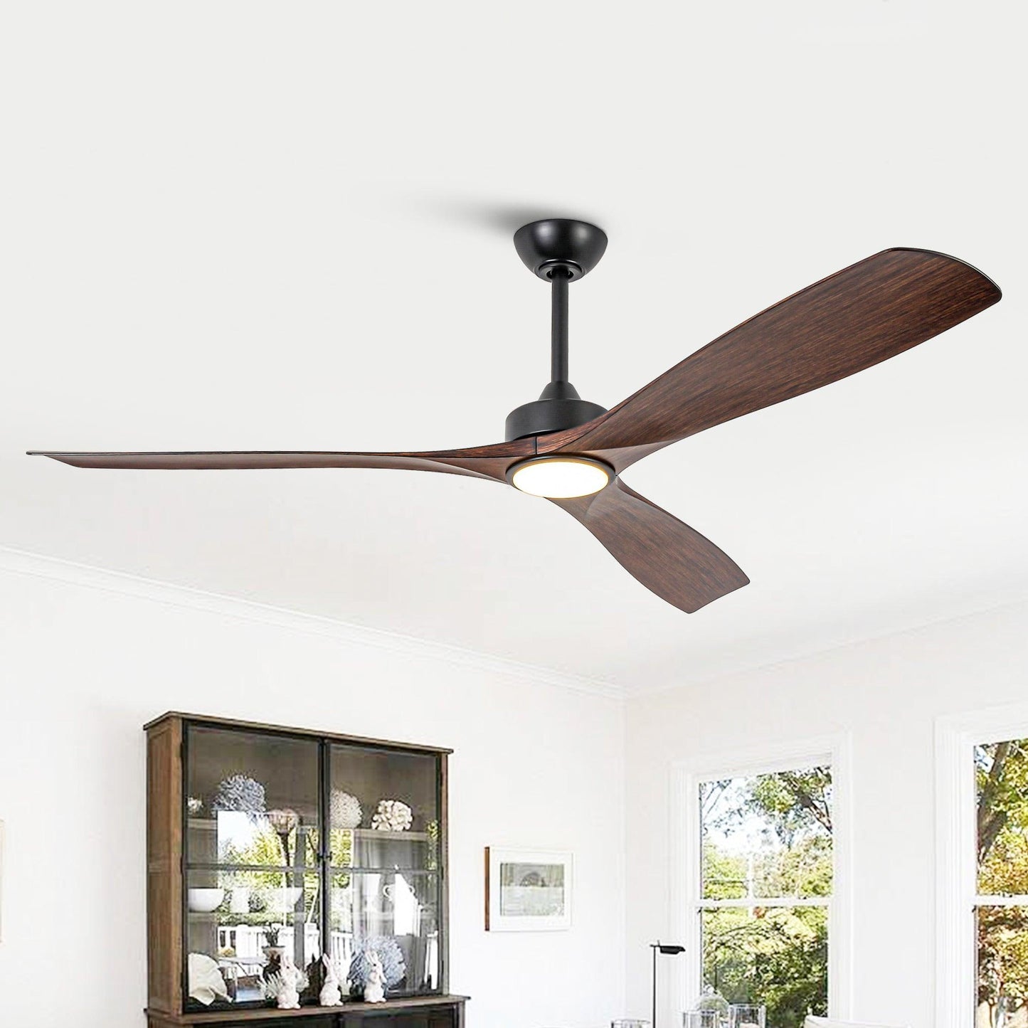 60 Inch Alexi DC Motor Modern Downrod Ceiling Fan with LED Light