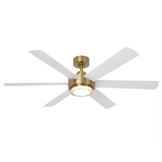 54 Inch Kama Modern Downrod Mount Ceiling Fan with Remote Control and LED Light