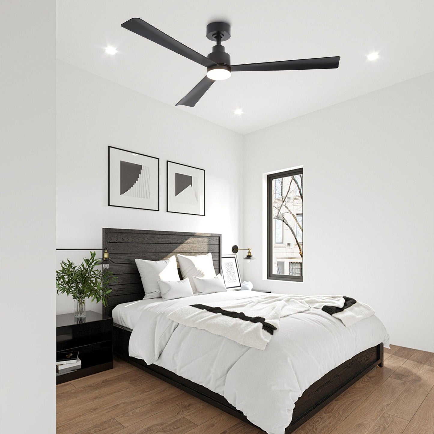 52 Inch Dinah Modern Downrod Mount Ceiling Fan with Remote Control and LED Light