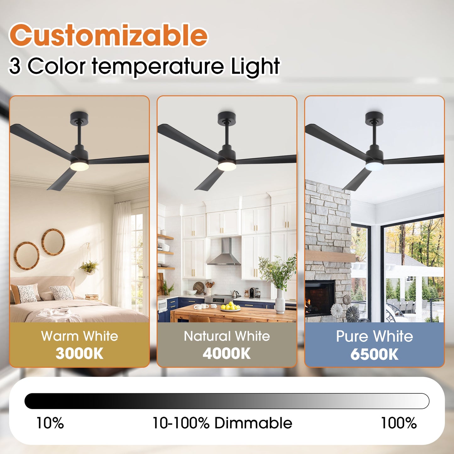 52 Inch Dinah Modern Downrod Mount Ceiling Fan with Remote Control and LED Light