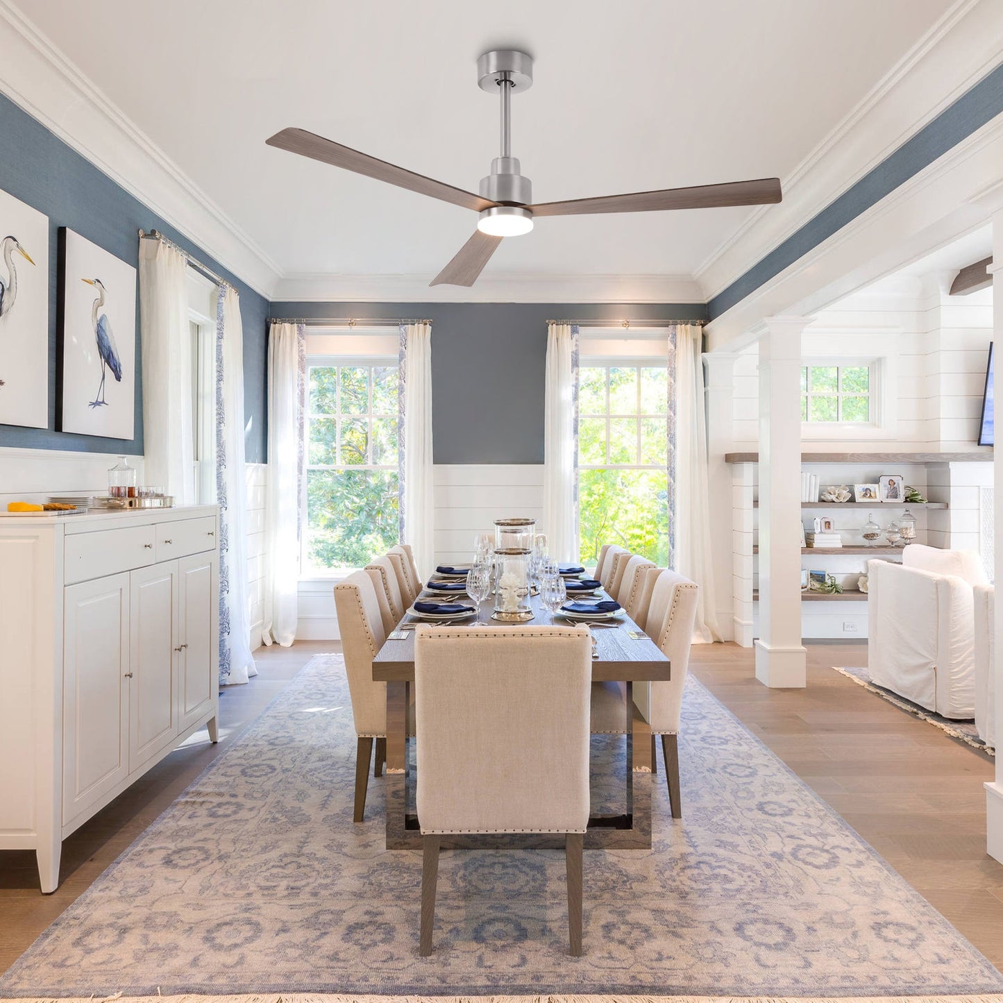 52 Inch Dinah Modern Downrod Mount Ceiling Fan with Remote Control and LED Light