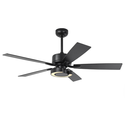 52 Inch Arlen Double-sided Blades Downrod Mount LED Ceiling Fan with Remote Control
