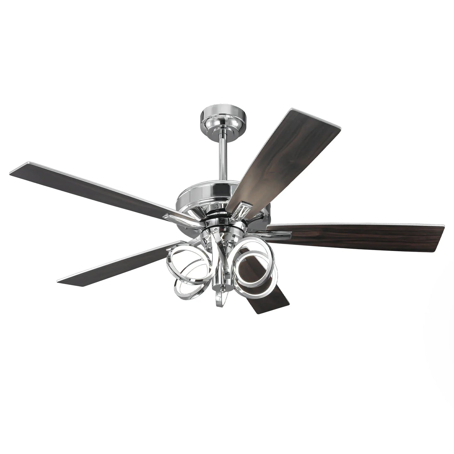 52 Inch Levi Double-sided Blades Downrod Mount LED Ceiling Fan with Remote Control