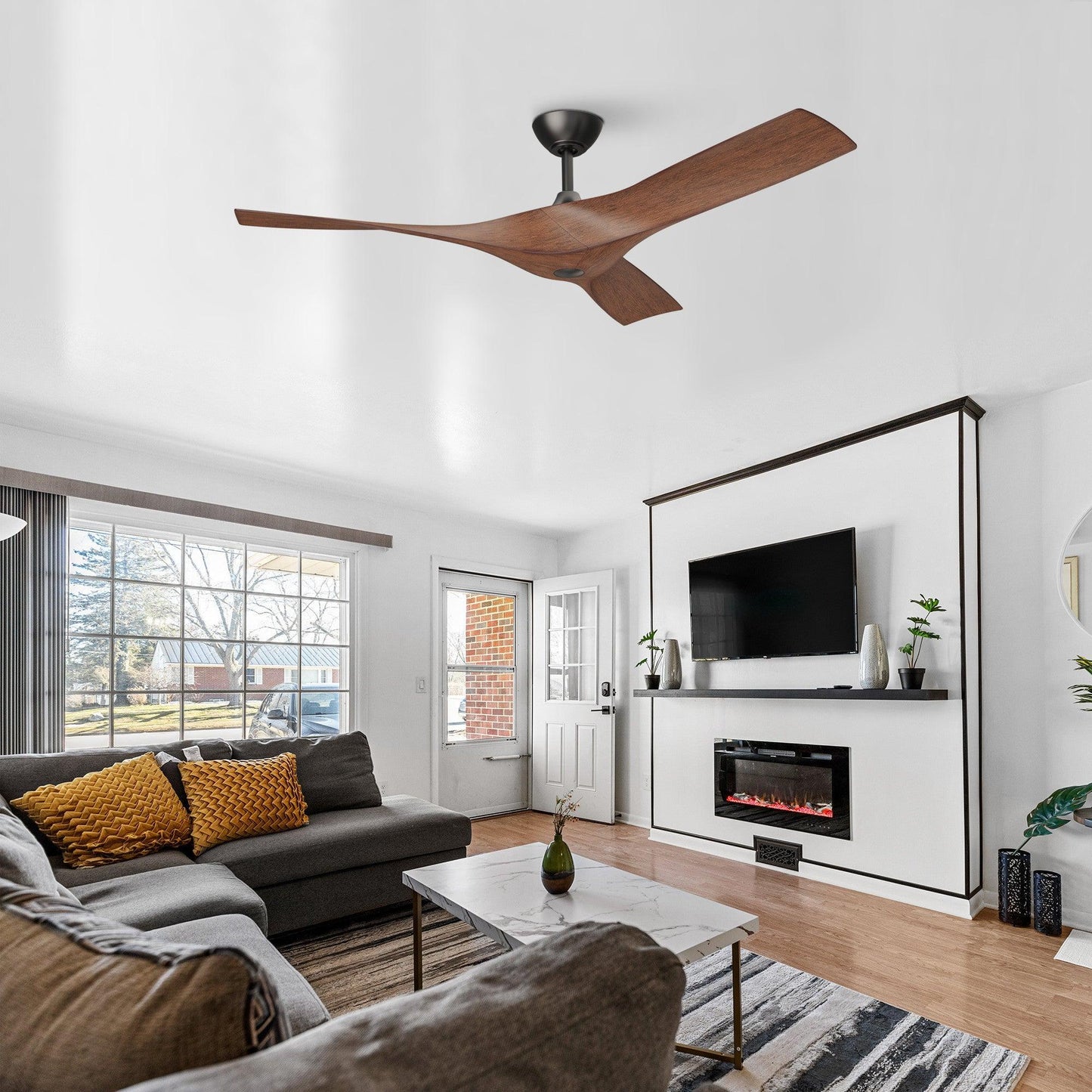 52" Windmill Industrial DC Motor Downrod Mount Reversible Ceiling Fan With Remote Control