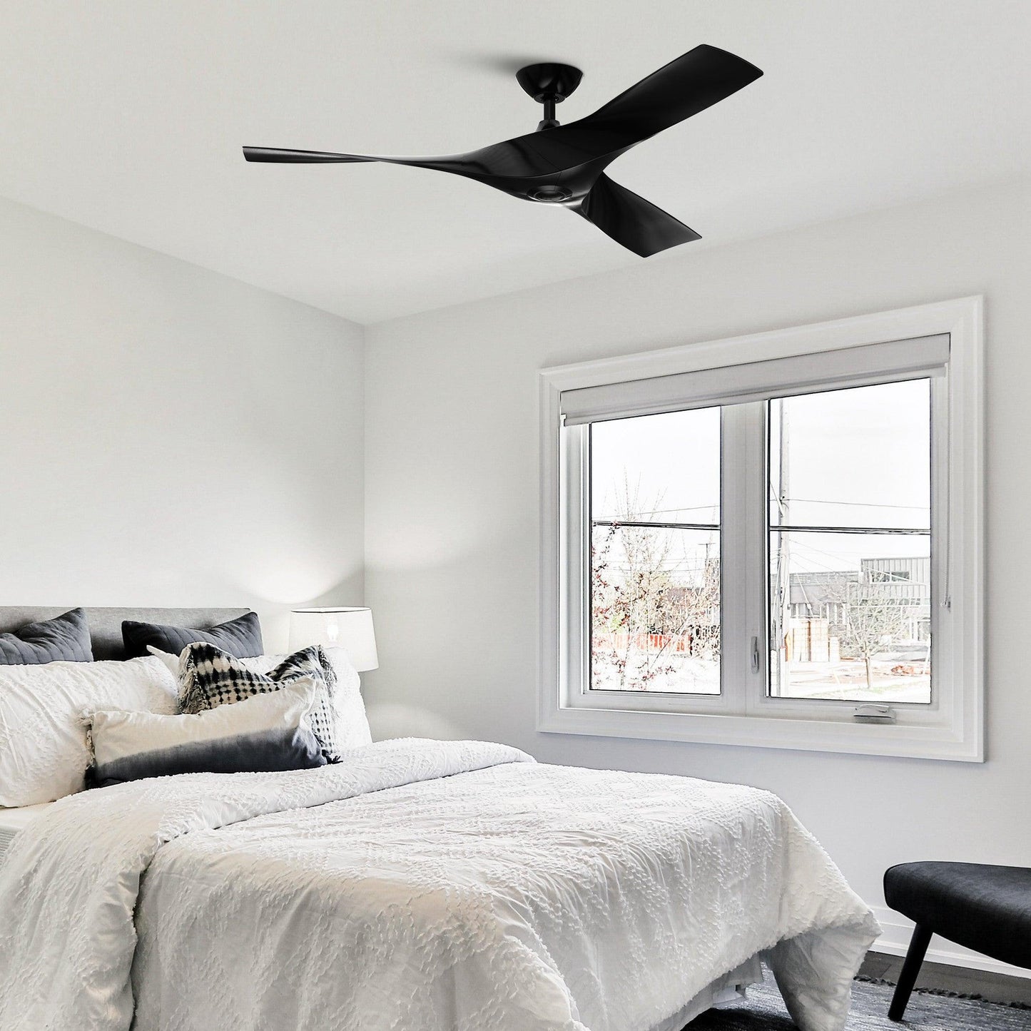 52" Windmill Industrial DC Motor Downrod Mount Reversible Ceiling Fan With Remote Control