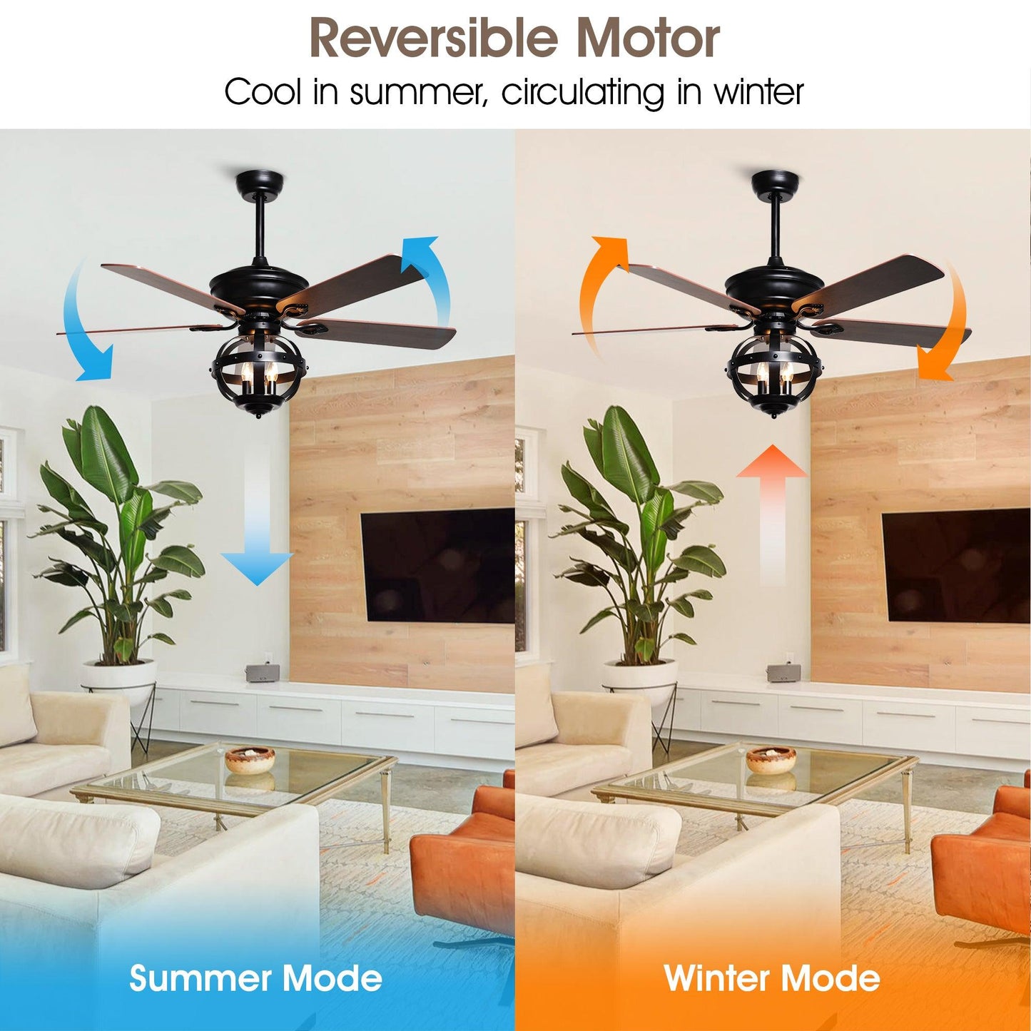 52" Wilburton Industrial Downrod Mount Reversible Ceiling Fan with Lighting and Remote Control