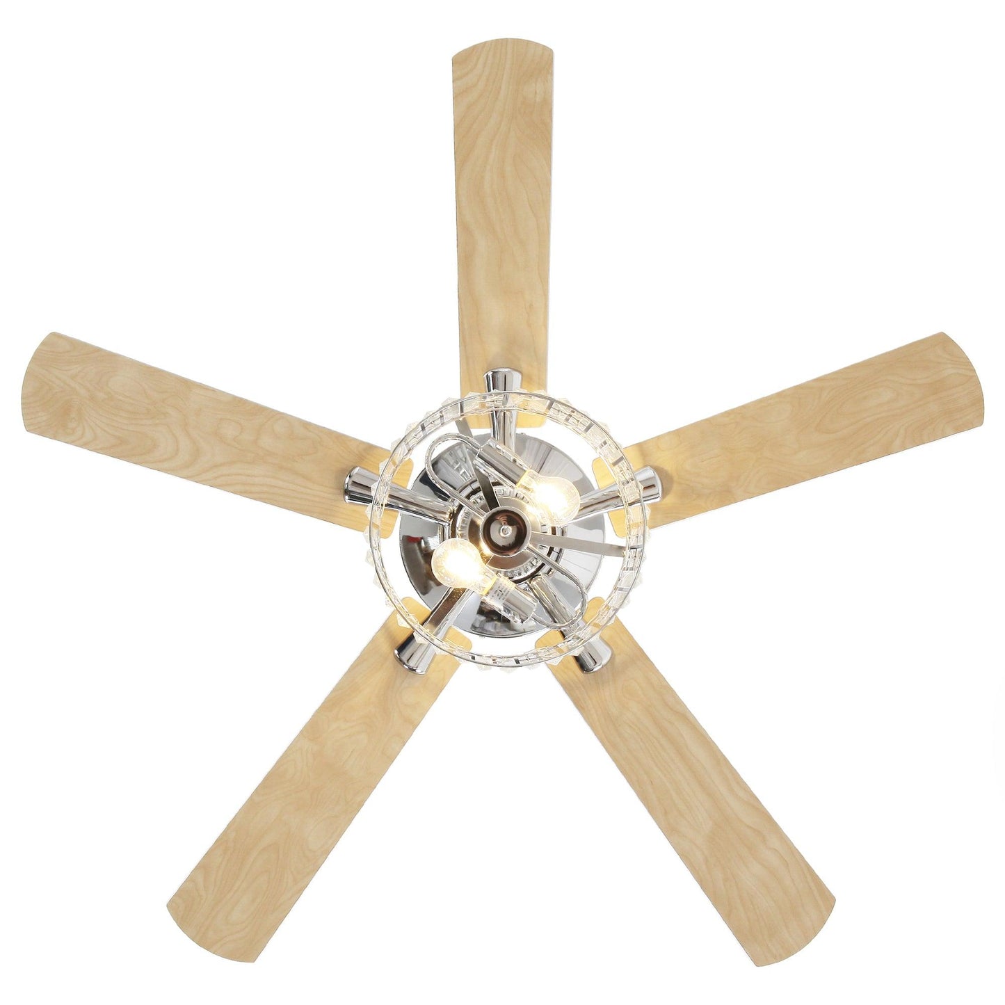 52" Dicken Modern Downrod Mount Reversible Crystal Ceiling Fan With Lighting