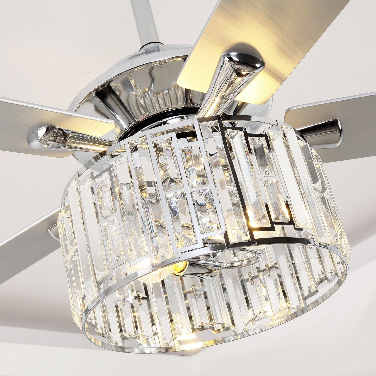 52" Dicken Modern Downrod Mount Reversible Crystal Ceiling Fan With Lighting