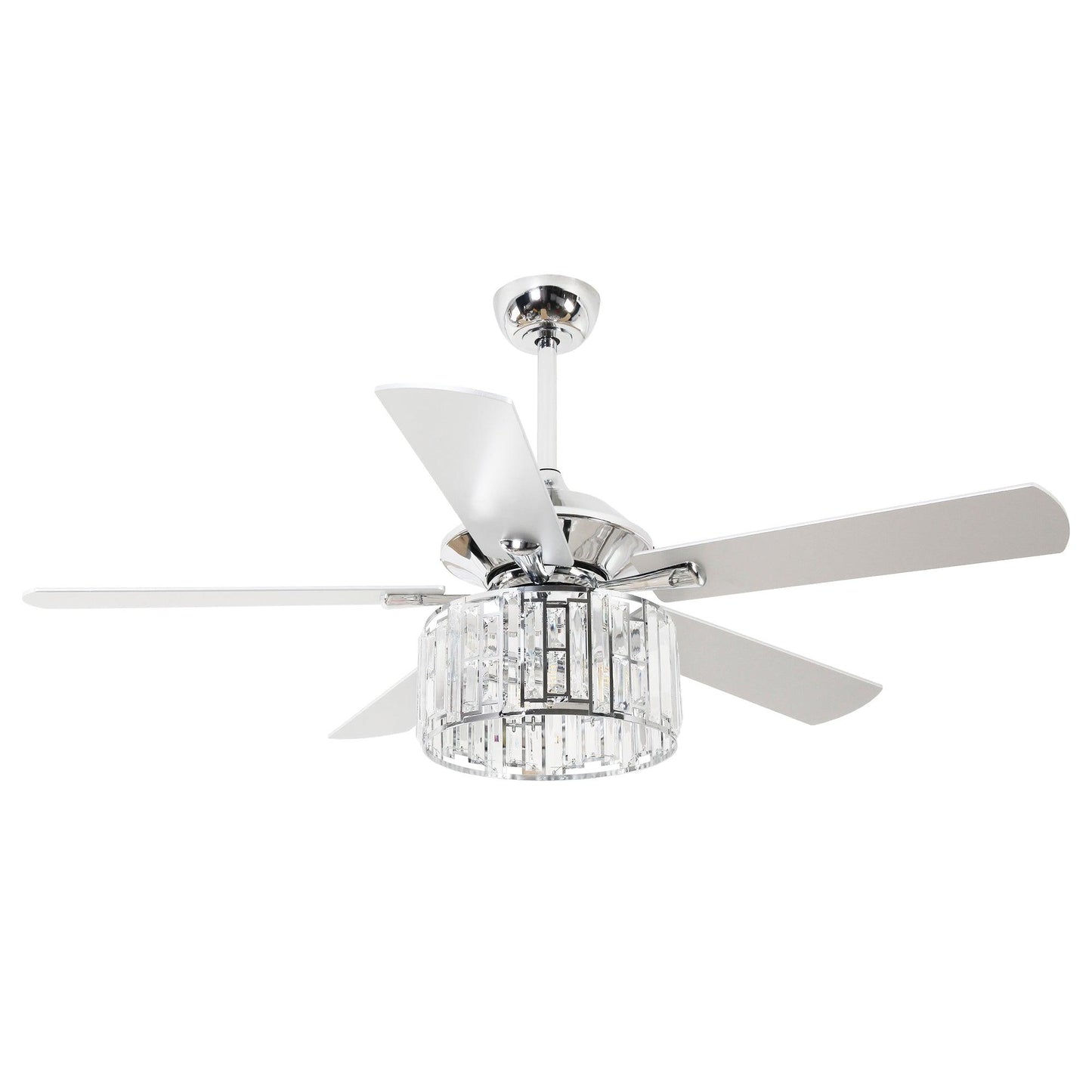 52" Dicken Modern Downrod Mount Reversible Crystal Ceiling Fan With Lighting