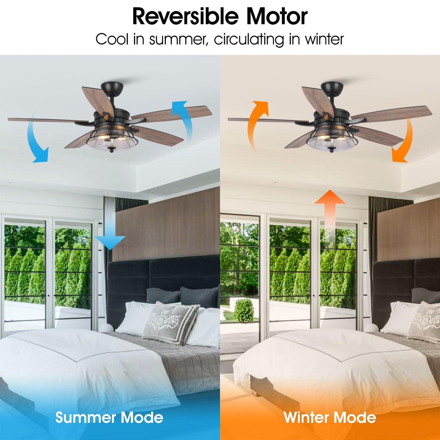 52" Antone Industrial Downrod Mount Reversible Ceiling Fan with Lighting and Remote Control