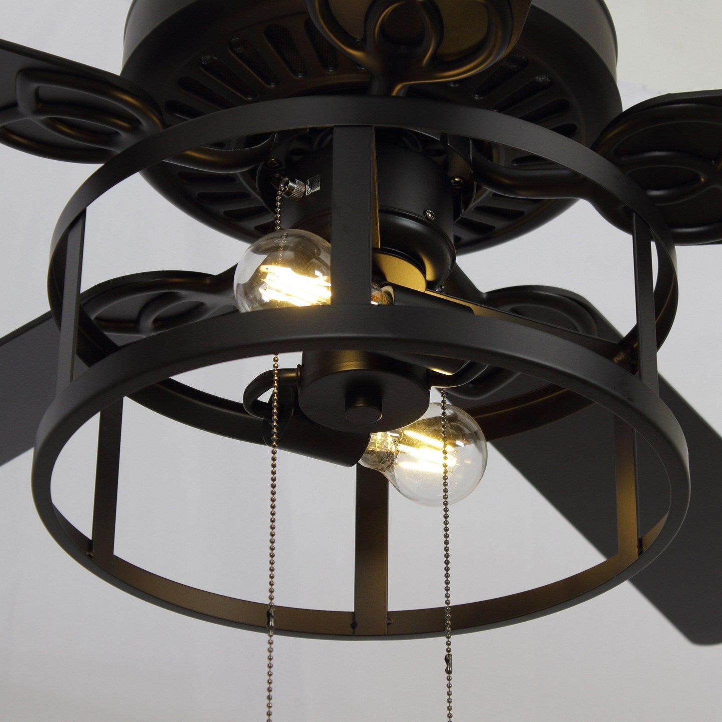 52" Urbana In Indoor Matte Black Industrial Ceiling Fan With Pull Chain And Light Kit