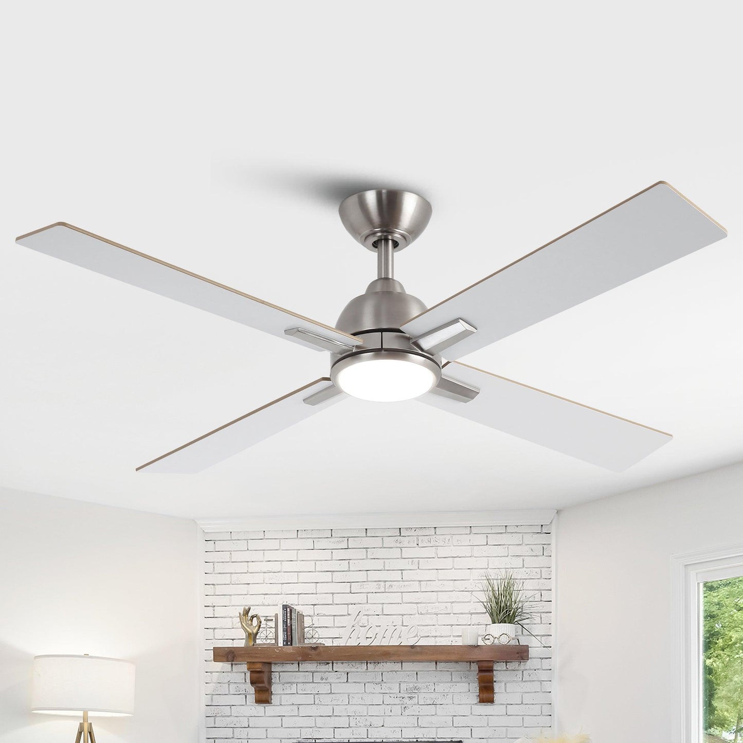 48" Linden DC Motor Downrod Mount Reversible Ceiling Fan with Lighting and Remote Control