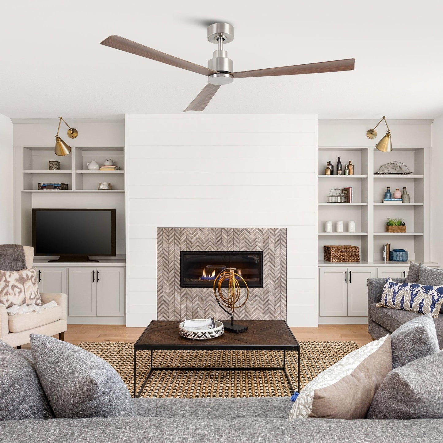 52 Inch Esther 3-Blades Modern Downrod Mount Ceiling Fan with Remote Control