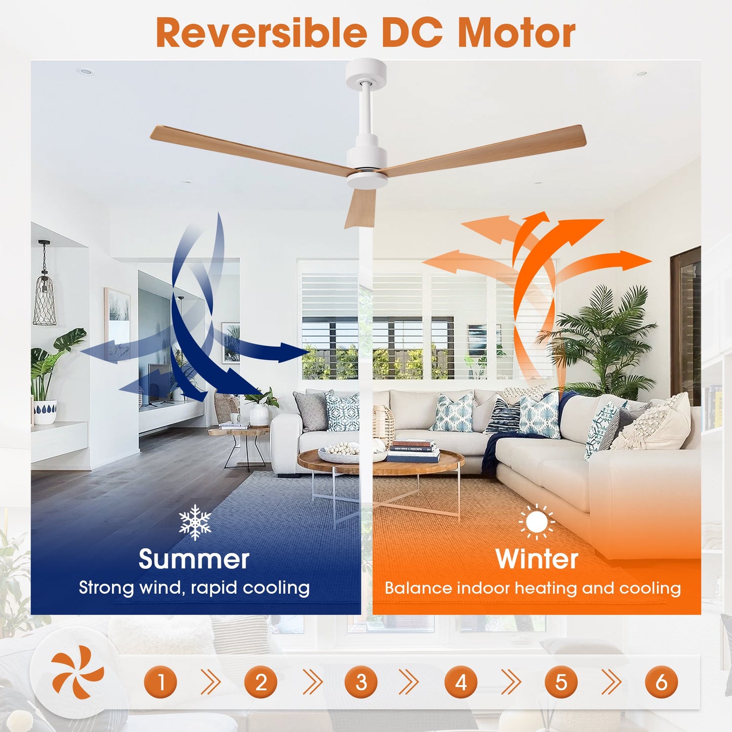 52 Inch Esther 3-Blades Modern Downrod Mount Ceiling Fan with Remote Control