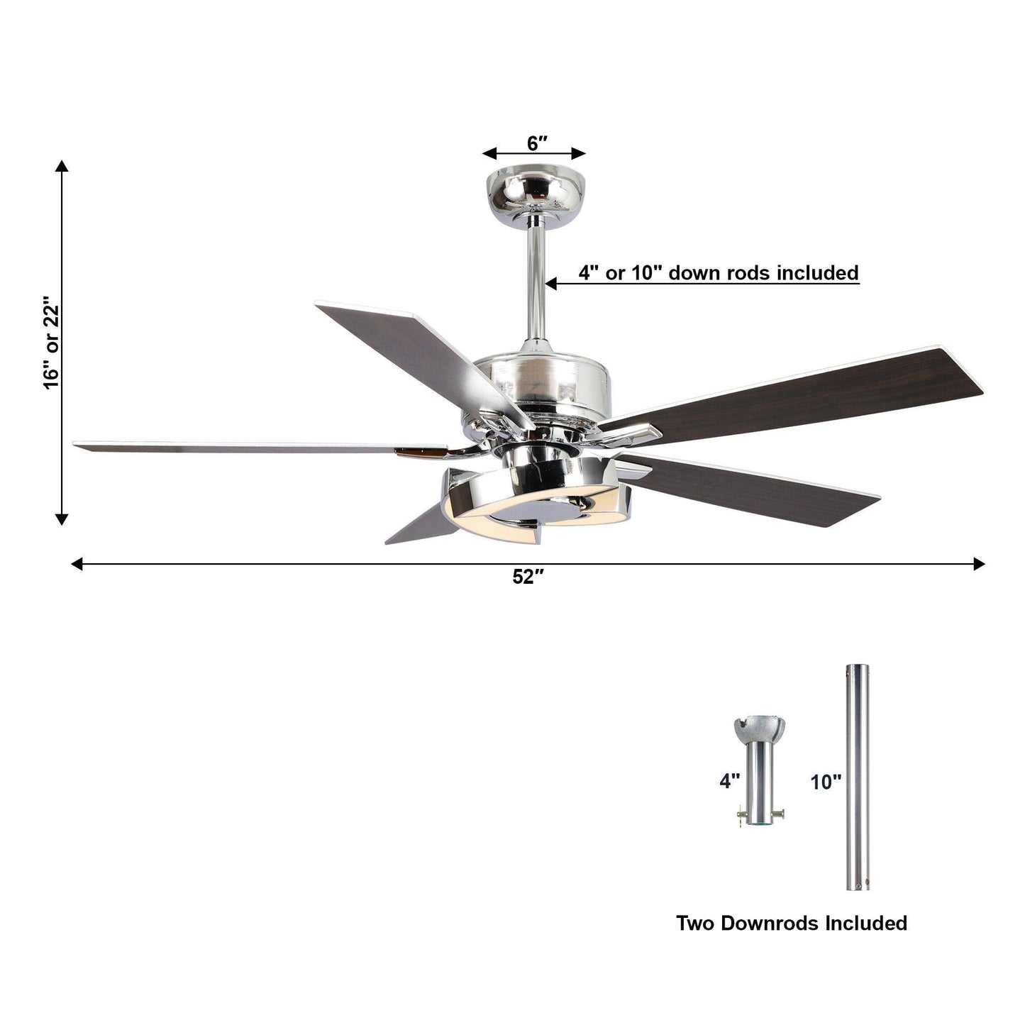 52" Vendome Industrial Downrod Mount Reversible Ceiling Fan With Lighting And Remote Control