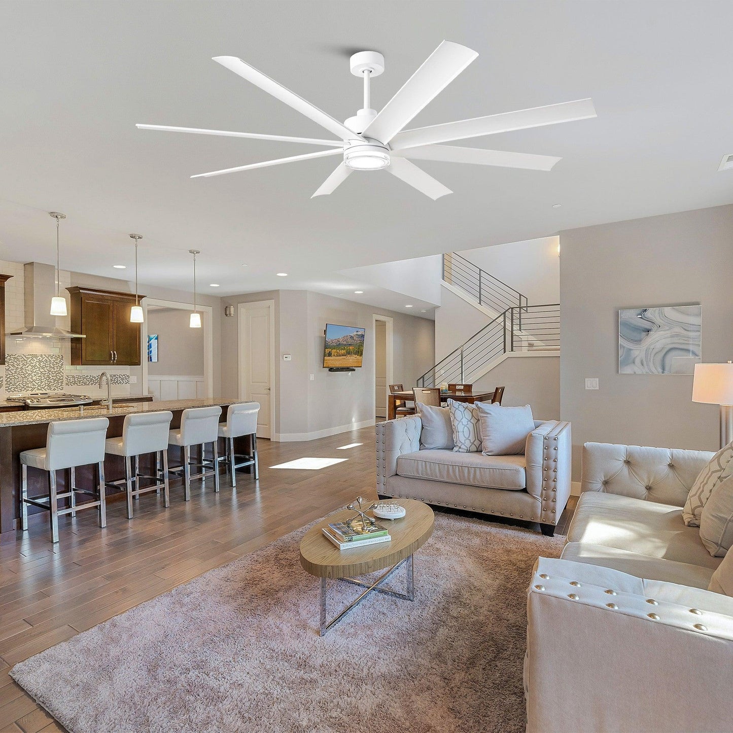 72 Inch Daugava Modern Downrod Mount Smart Fan with LED Light