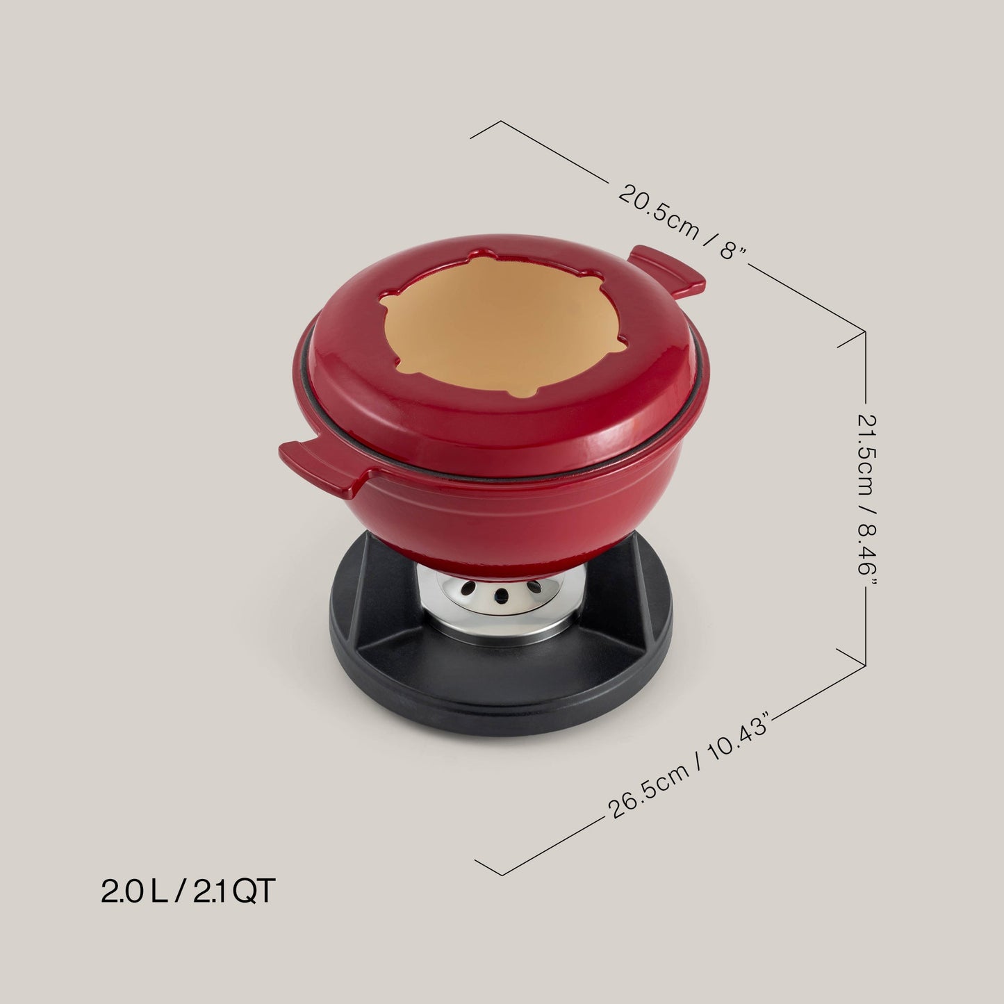 Lucerne Red 3-in-1 Cast Iron Fondue Set