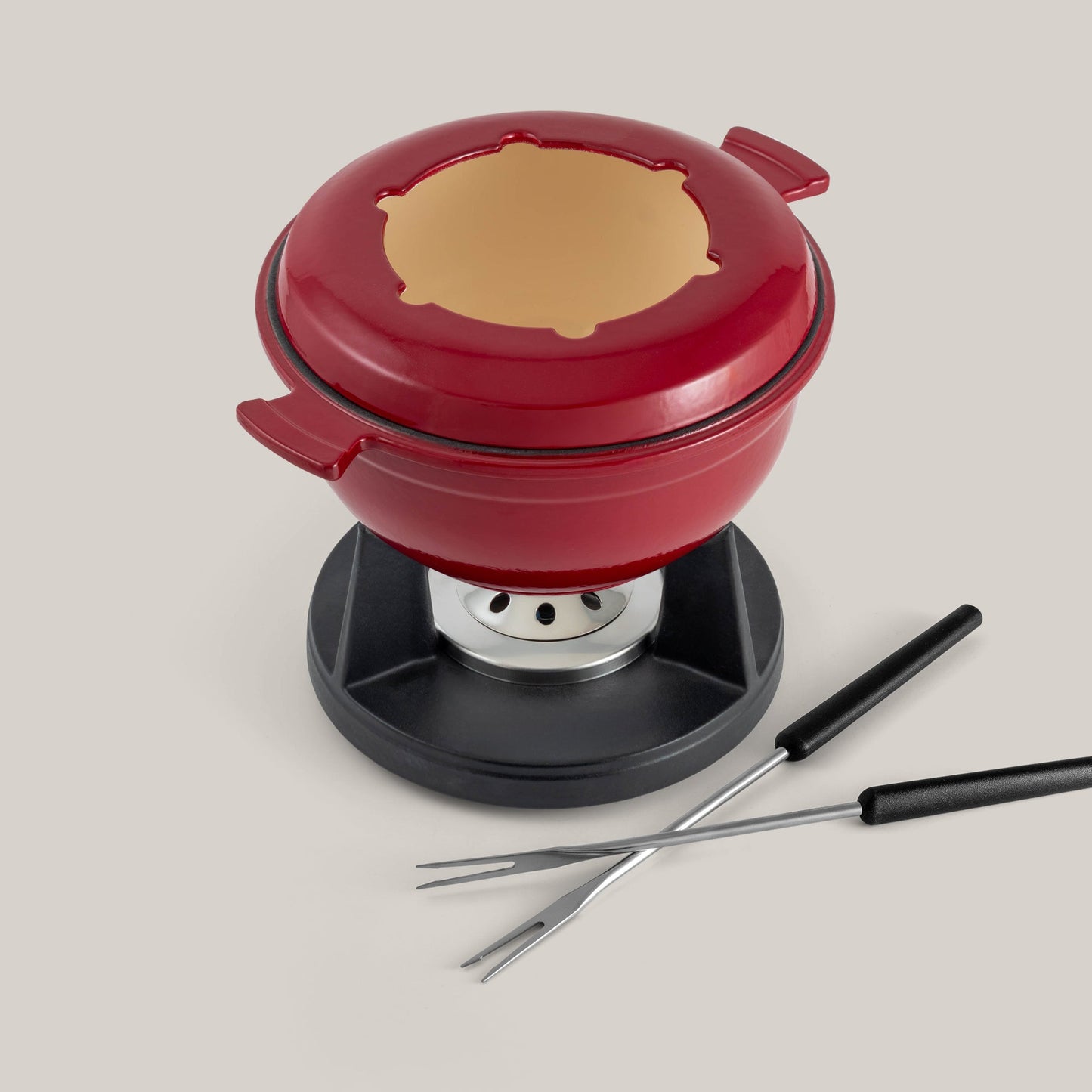 Lucerne Red 3-in-1 Cast Iron Fondue Set