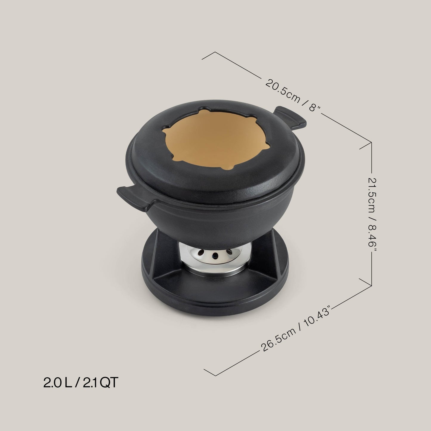 Lucerne Black 3-in-1 Cast Iron Fondue Set