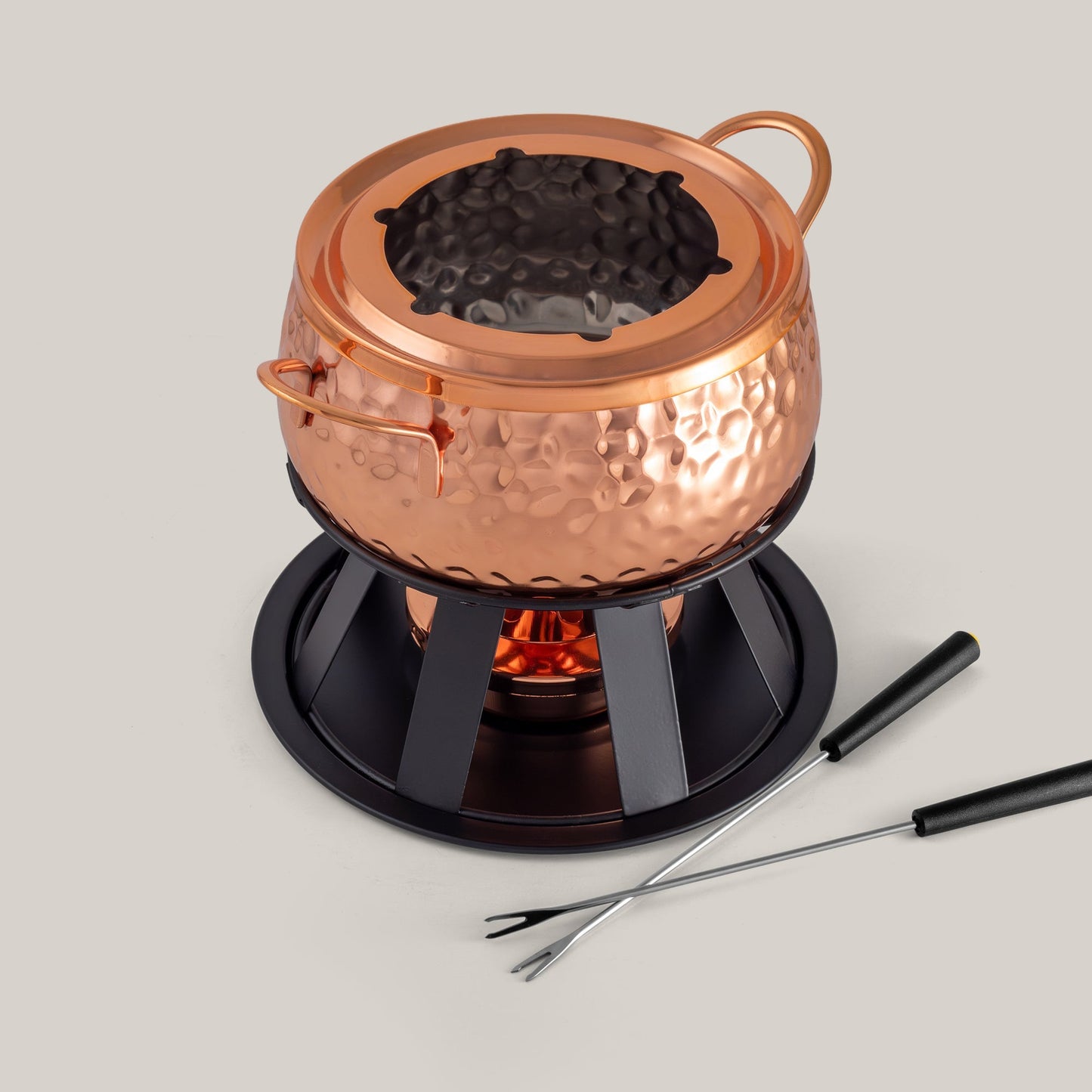 Biel Copper-Plated Oil / Broth Fondue Set