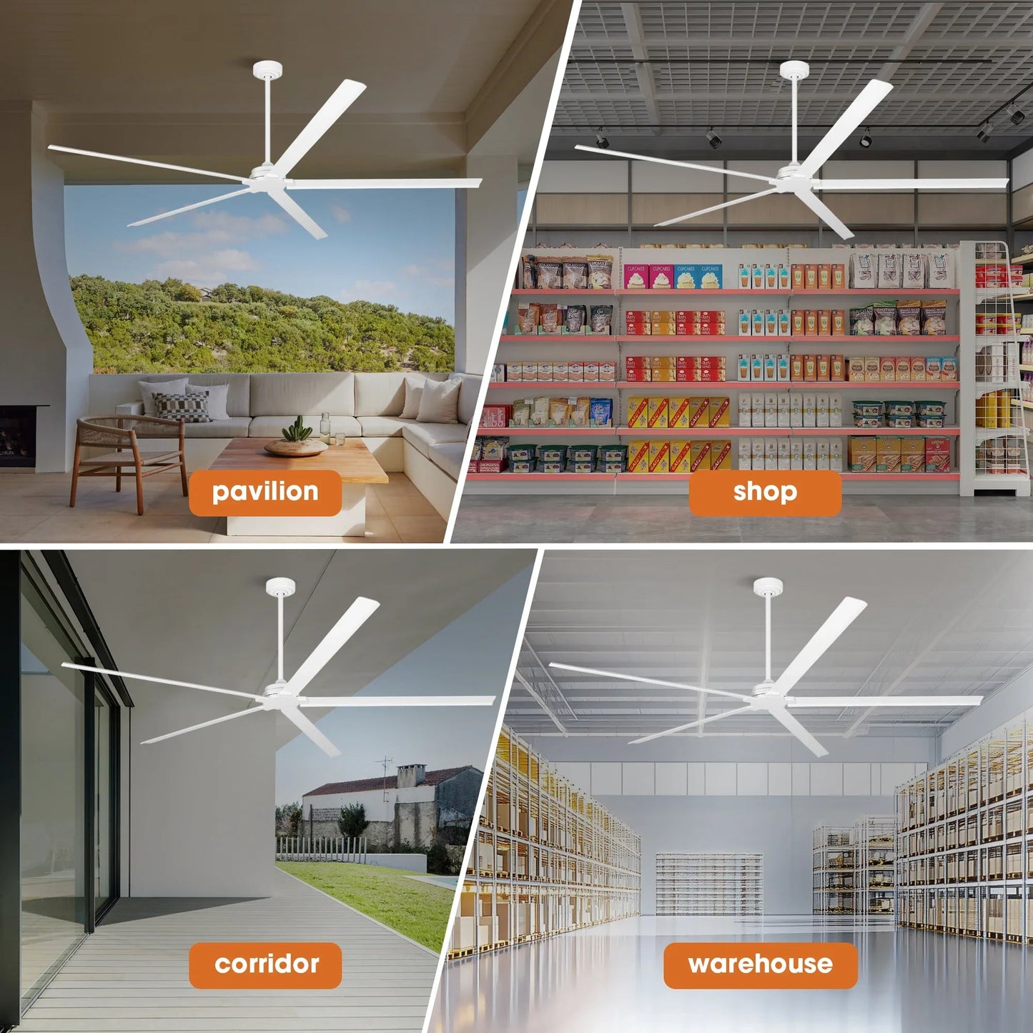 72 Inch 84 Inch Winni IPX4 Outdoor Downrod Mount Ceiling Fan With Remote Control