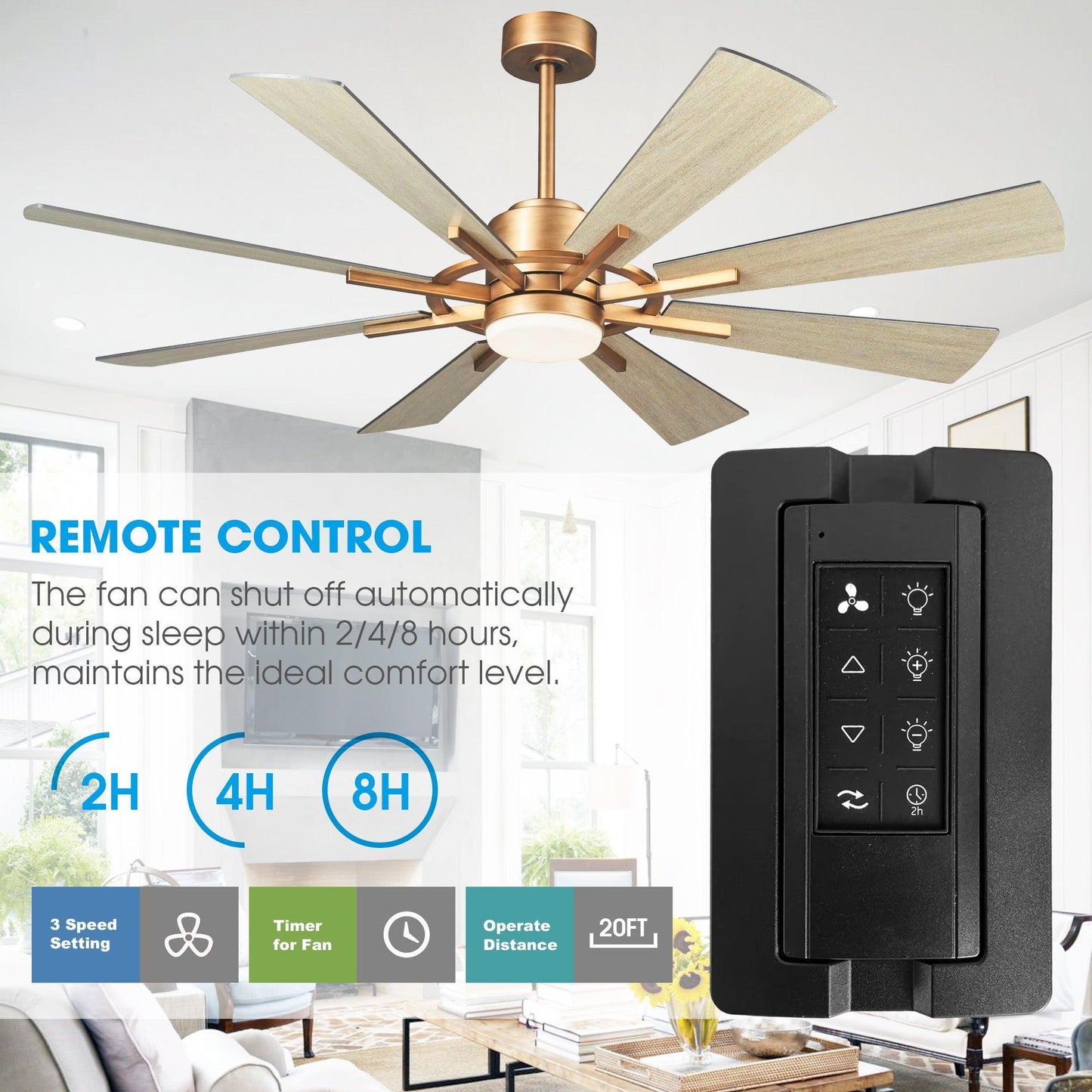 60" Oretha Windmill 8 Blade Led Indoor Oil Rubbed Bronze Ceiling Fan With Remote And Light Kit Included