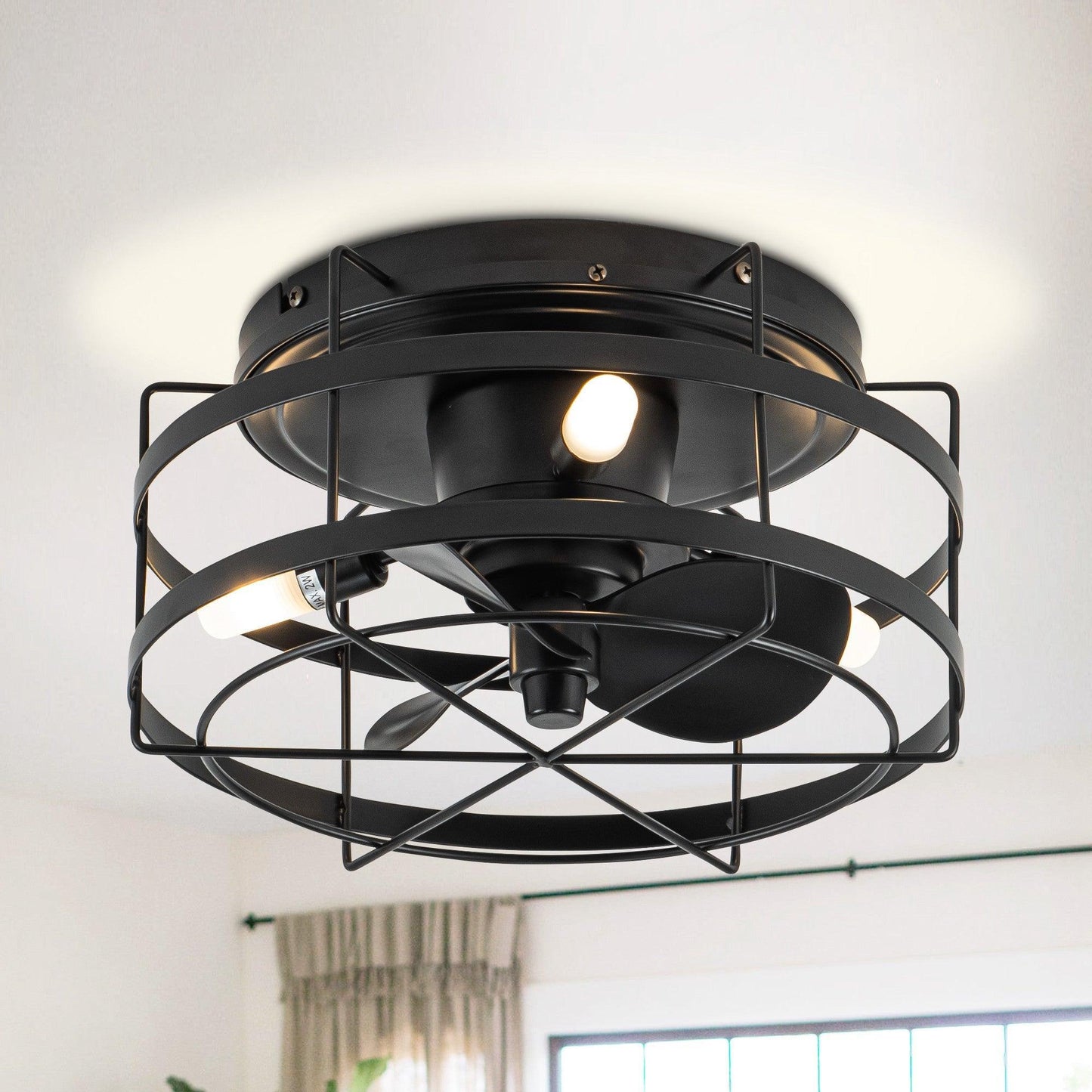 13" Madurai Farmhouse Flush Mount Reversible Ceiling Fan with Lighting and Remote Control
