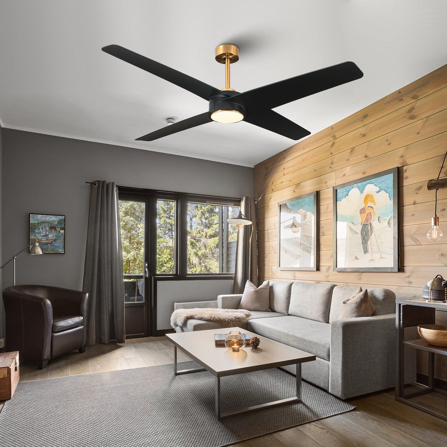 60" Parvez Modern DC Motor Downrod Mount Reversible Crystal Ceiling Fan With Lighting And Remote Control